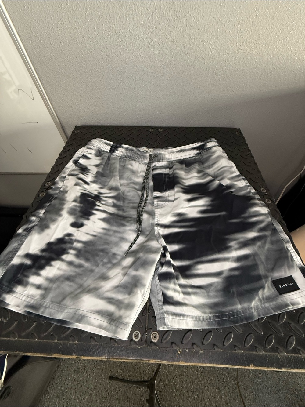 Rip Curl Men’s Black & White Tie-Dye Swim Board Shorts